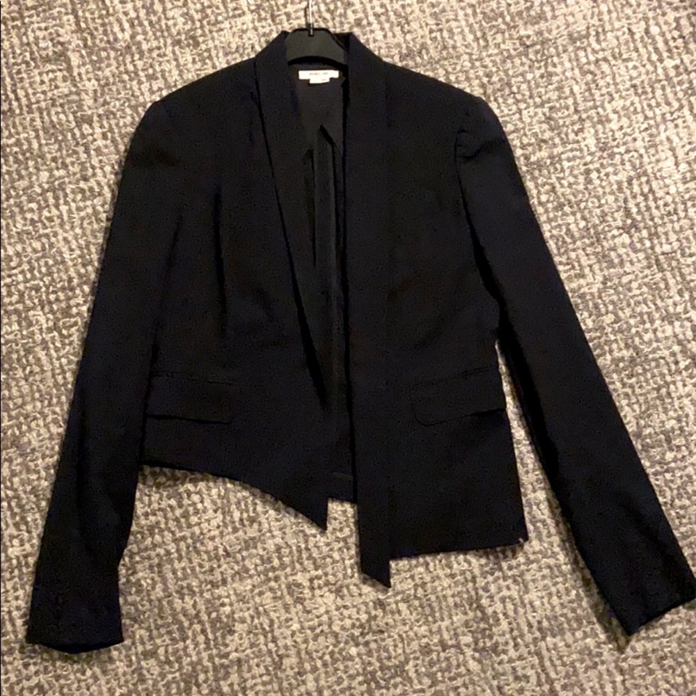 Asymmetric black blazer helmet Lang